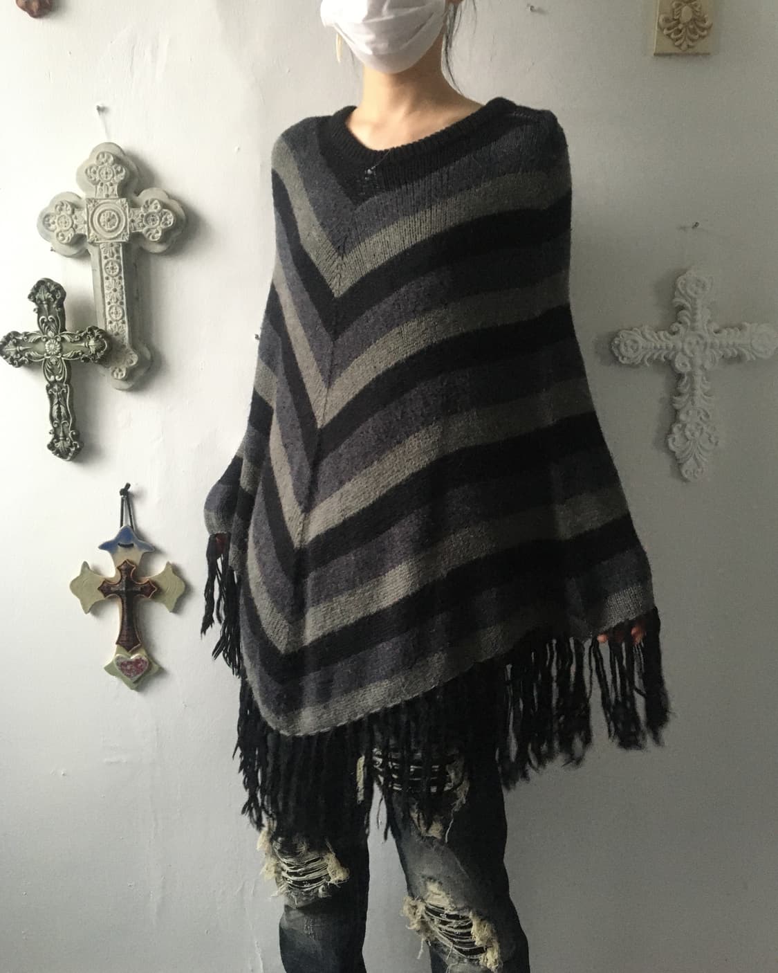 Fringe point pattern cape 상품이미지7