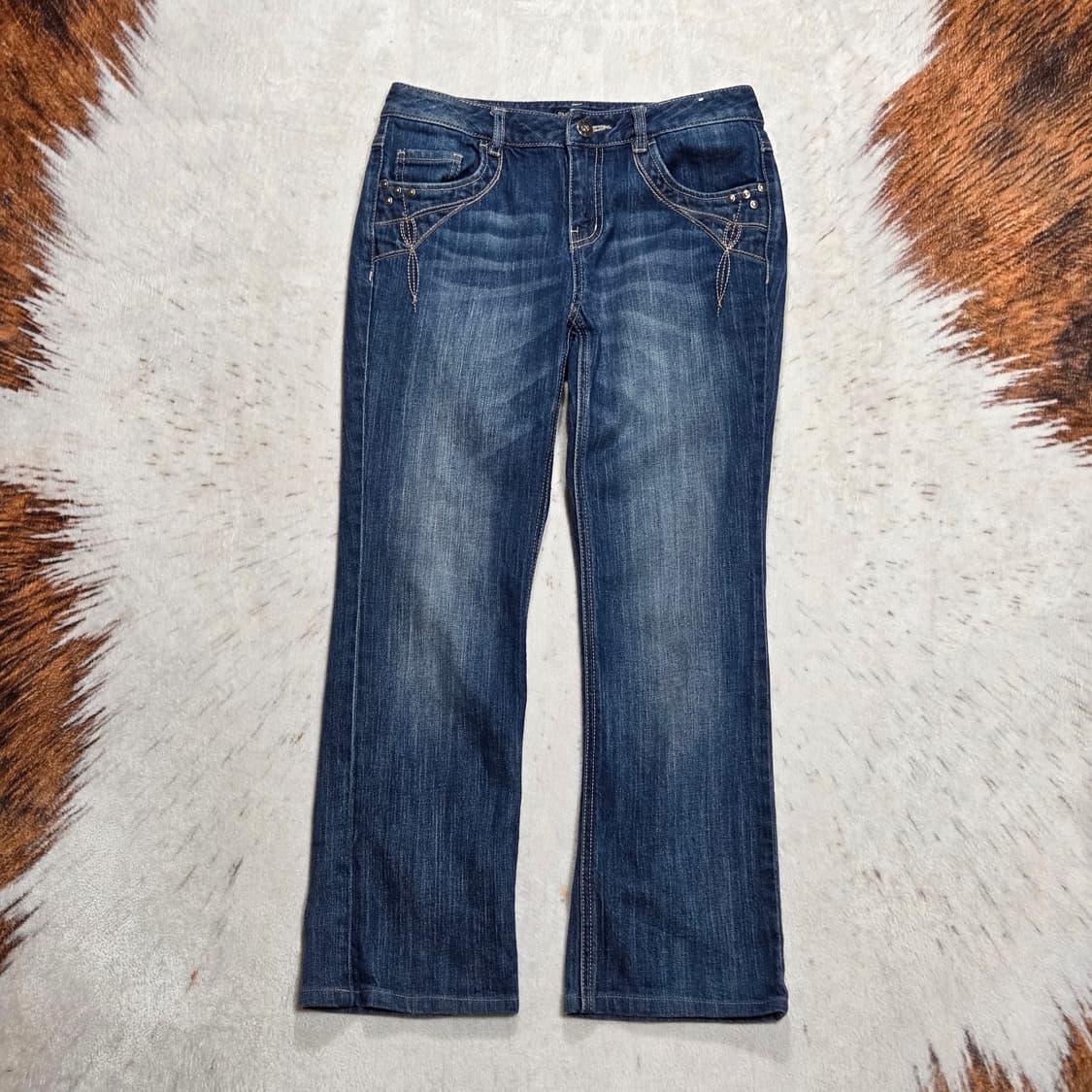 빈티지 스터드 자수 진청 스트레이트 팬츠 상품이미지4