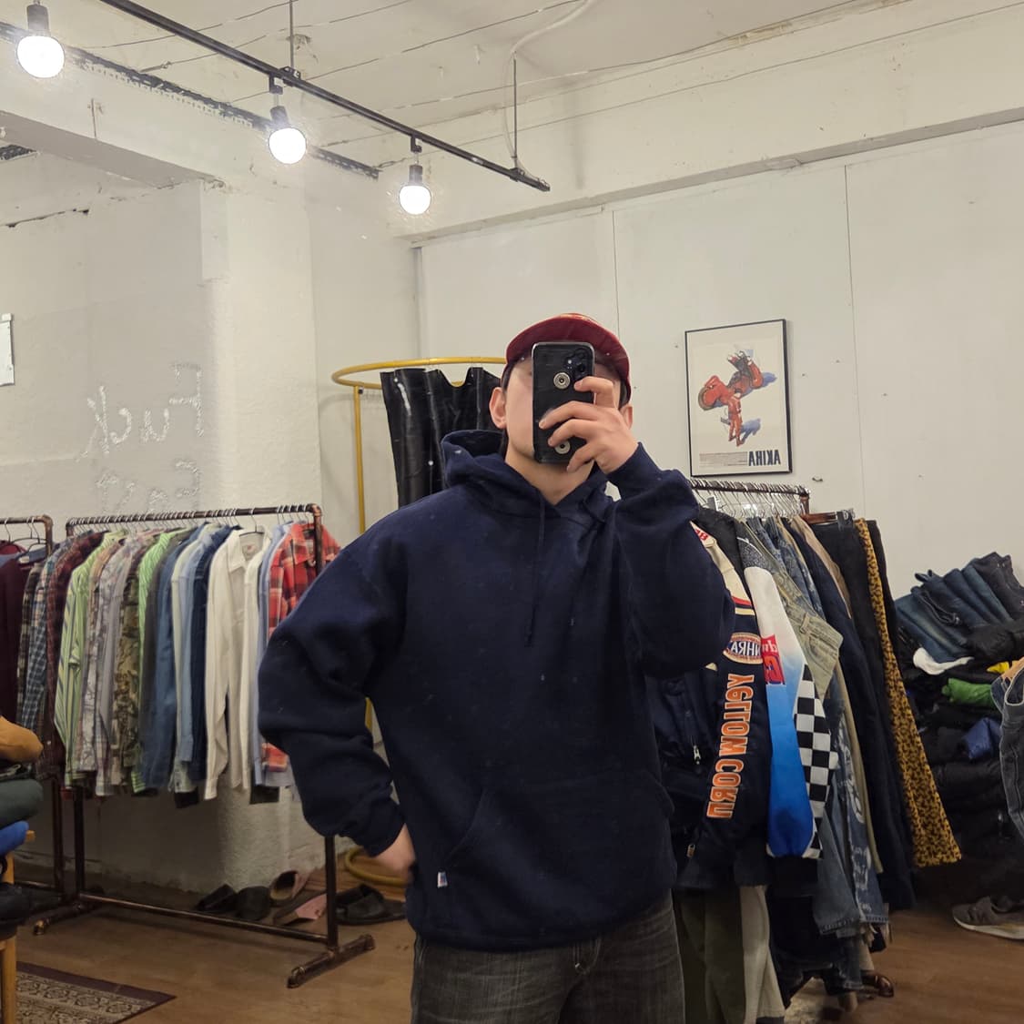 90s 빈티지 러셀 후드 네이비 L 상품이미지6