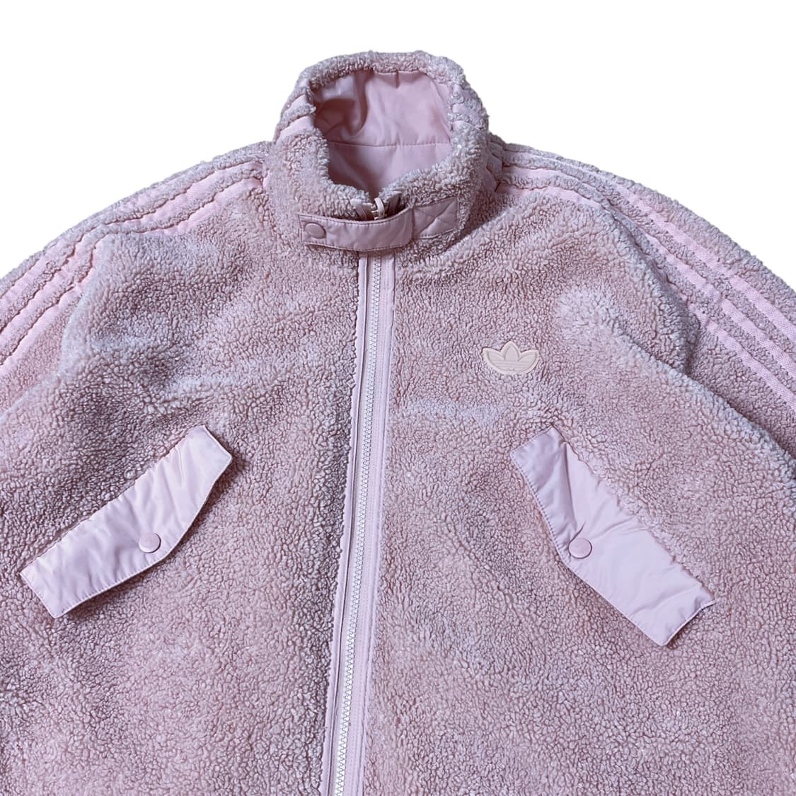 리버시블 아디다스 롱 쉐르파 플리스 코트 핑크 XL 상품이미지3