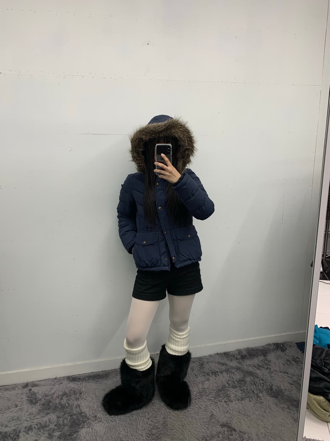 폴로 진스 y2k 네이비 퍼 푸퍼 다운 상품이미지1