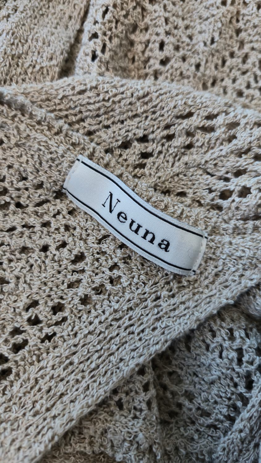 Neuna 린넨 니트 롱 원피스 베이지 나시 그물니트 레이어드 상품이미지4