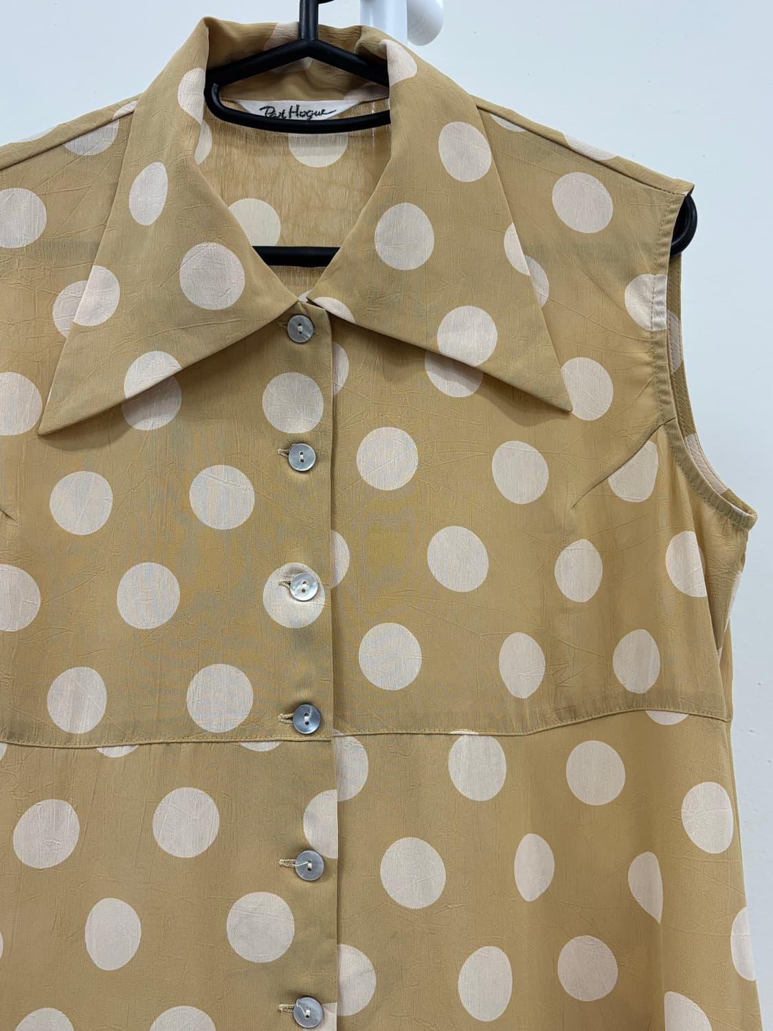 빈티지 도트 슬리브리스 블라우스 상품이미지5