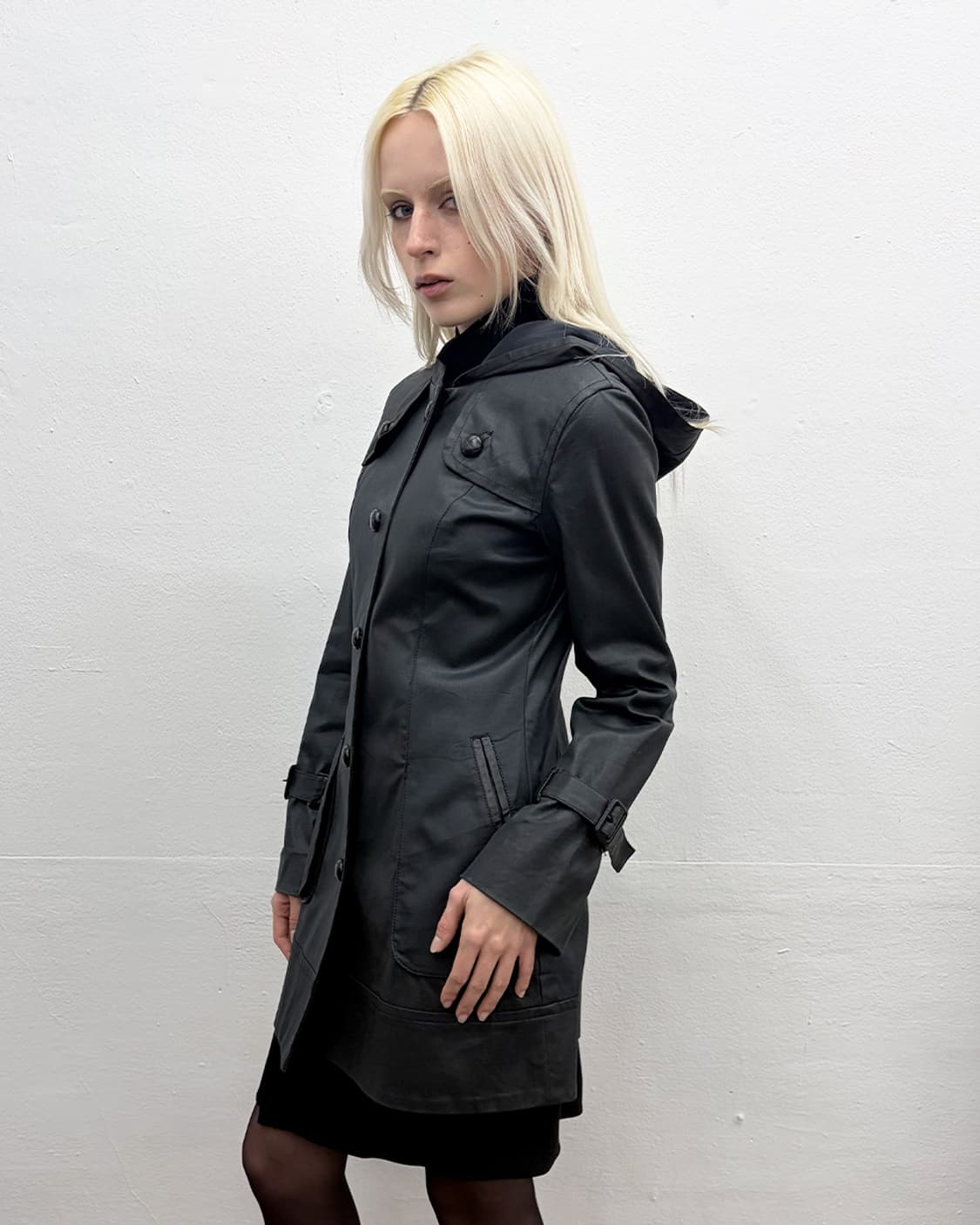 빈티지 왁스 코팅 후디드 코트 상품이미지3