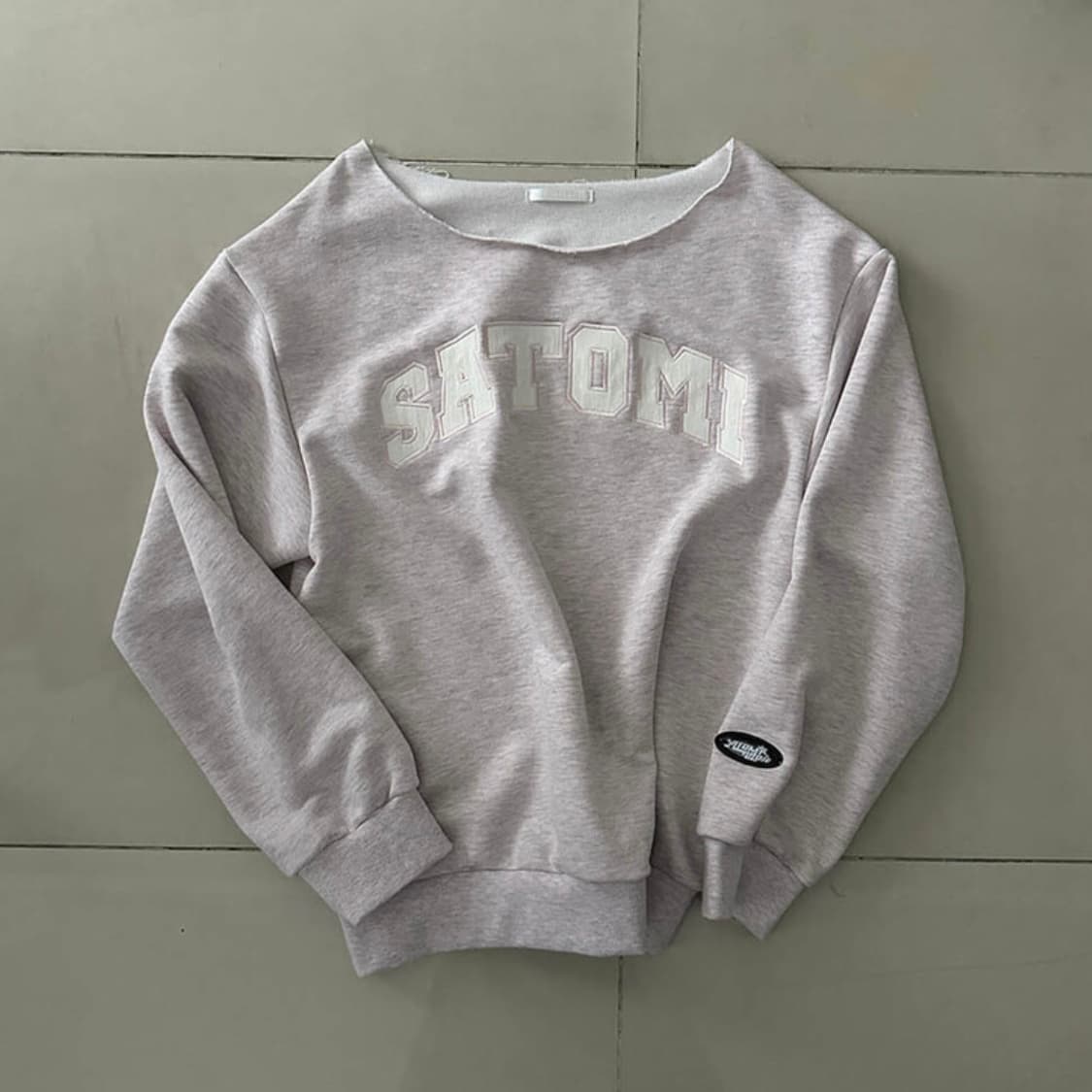 사토미라디오 원숄더 맨투맨 핑크 patchwork MTM pink 상품이미지2