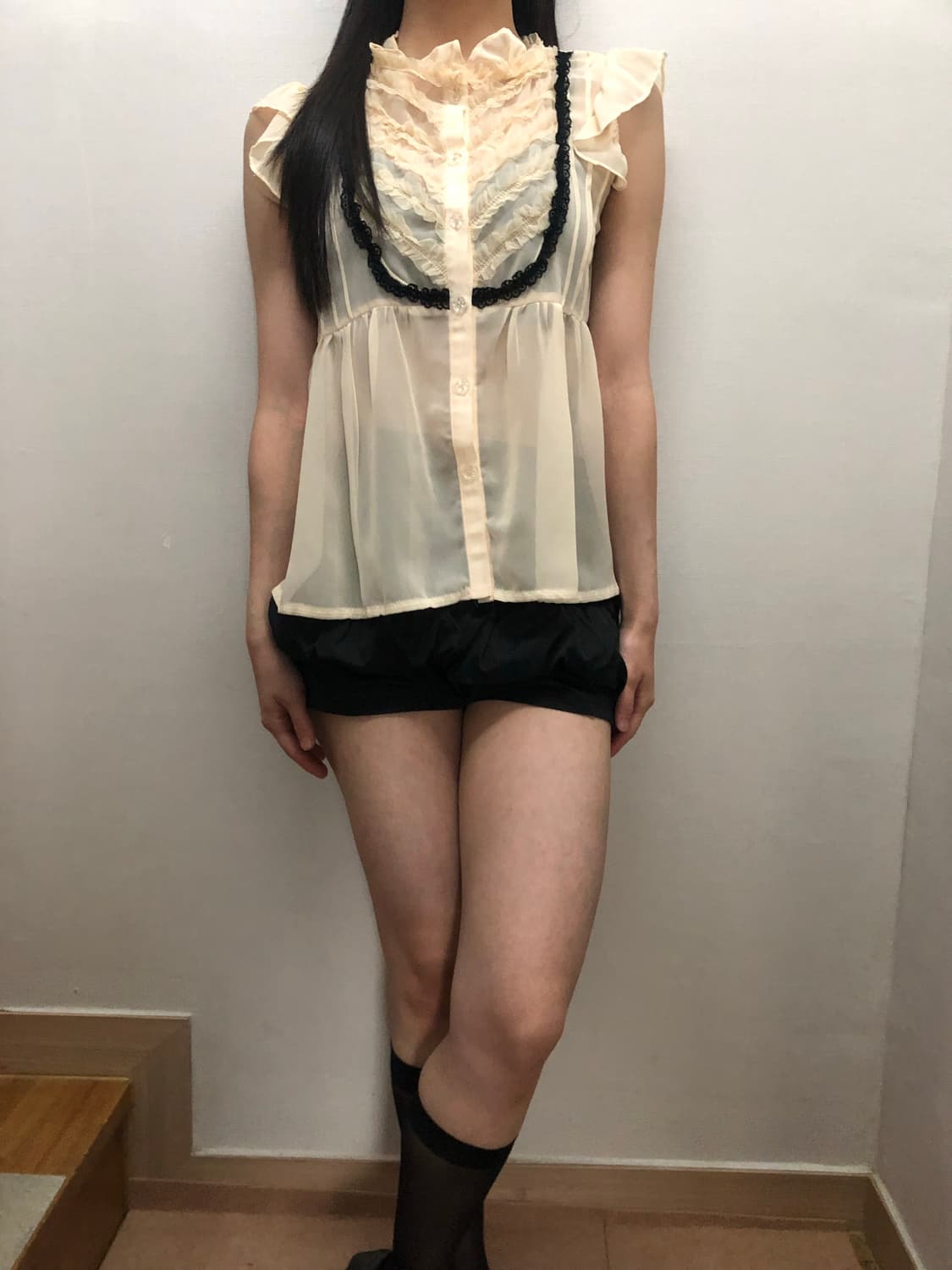 빈티지 베이지 프릴 블라우스 상품이미지7
