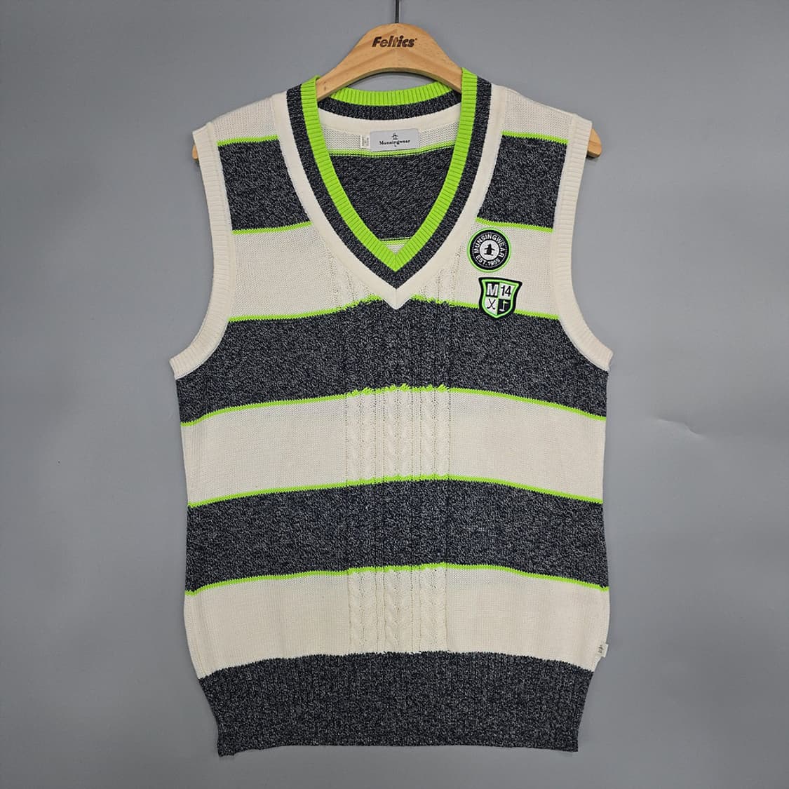 먼싱웨어(Munsingwear) 여성용 스트라이프 니트 베스트 90(L) 상품이미지1