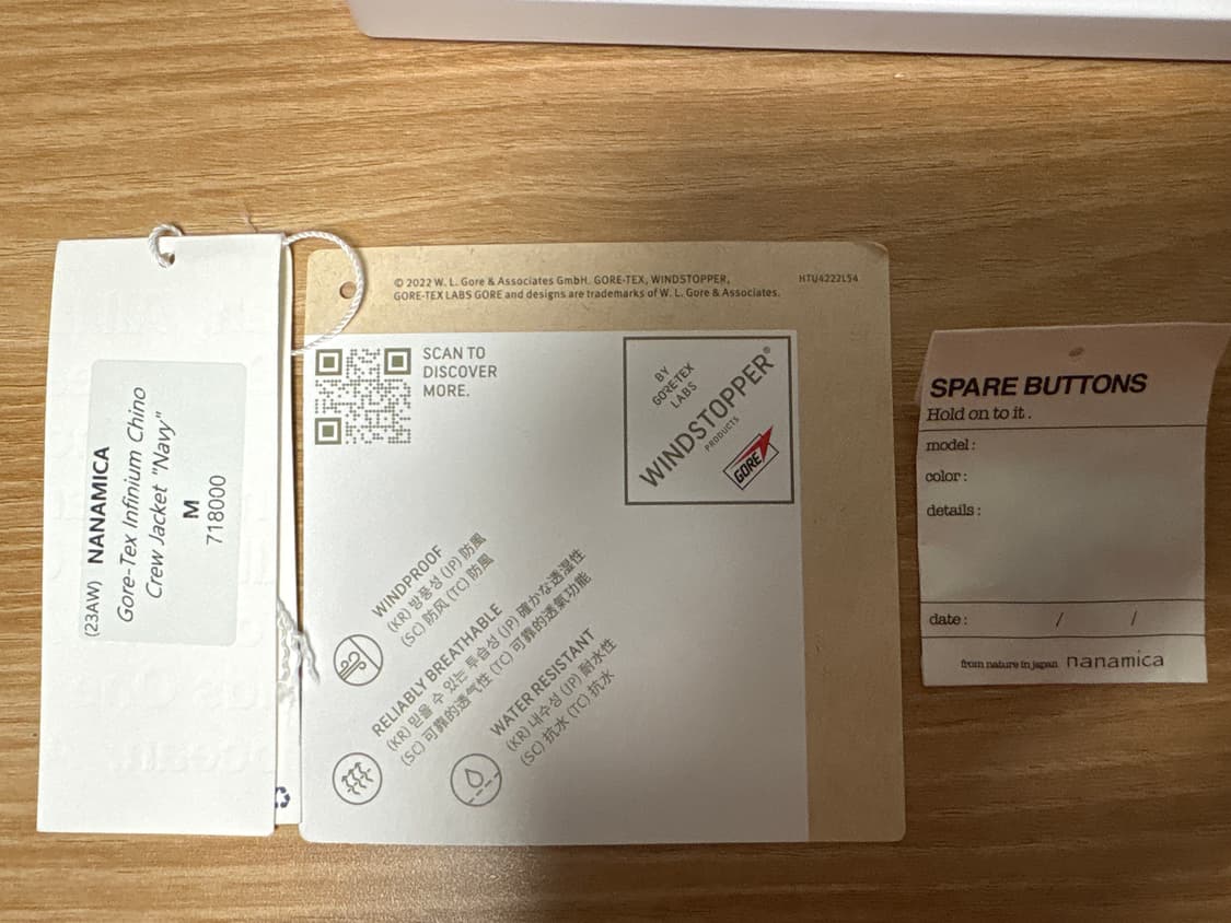 나나미카 고어텍스 인피니엄 치노 크루자켓 네이비 M 상품이미지7