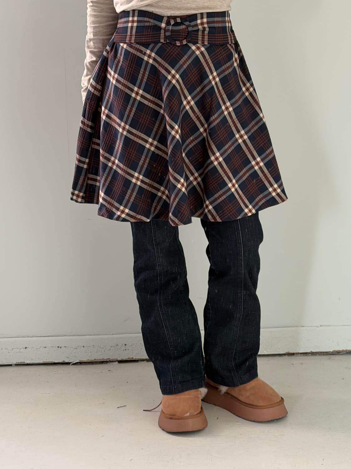 일본빈티지 체크 미니 플레어스커트 상품이미지1