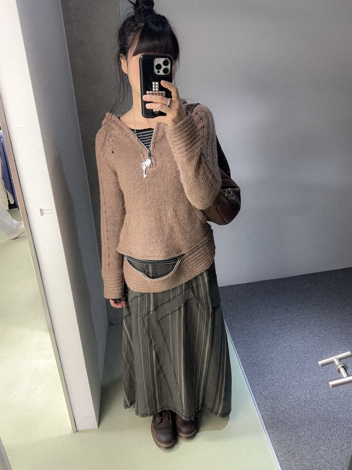 brown wool zipper knit hoody 상품이미지4