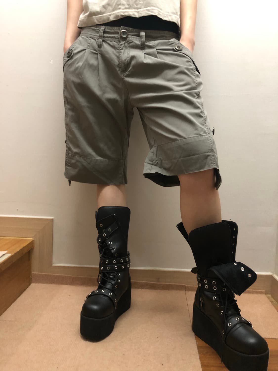 빈티지 카키그레이 버뮤다 팬츠 상품이미지6