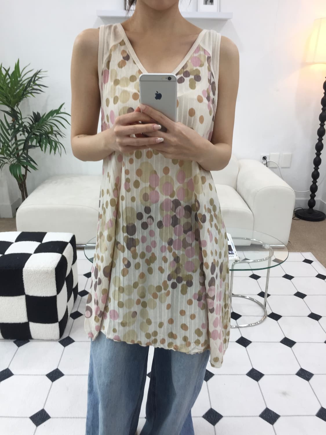 도트 레이어드 언발란스 원피스 상품이미지5