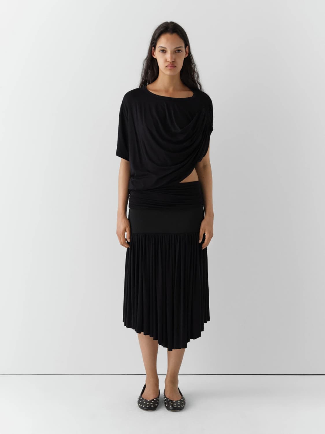 [S,M]기마구아스 Carine 러플 스커트/블랙 상품이미지5