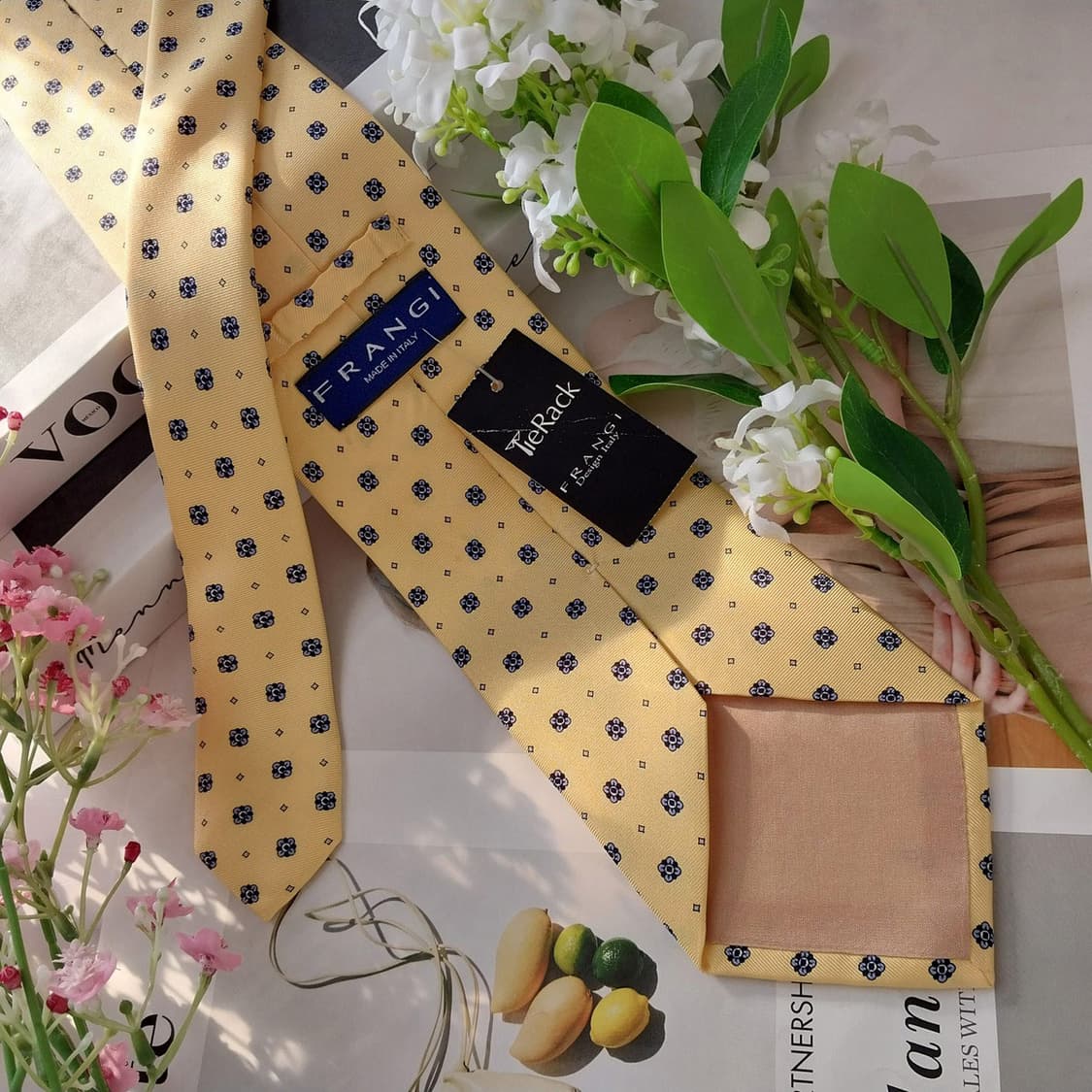 프란지 실크 레몬 플라워 모티브 넥타이 9.3cm 새제품 K1630
 상품이미지5