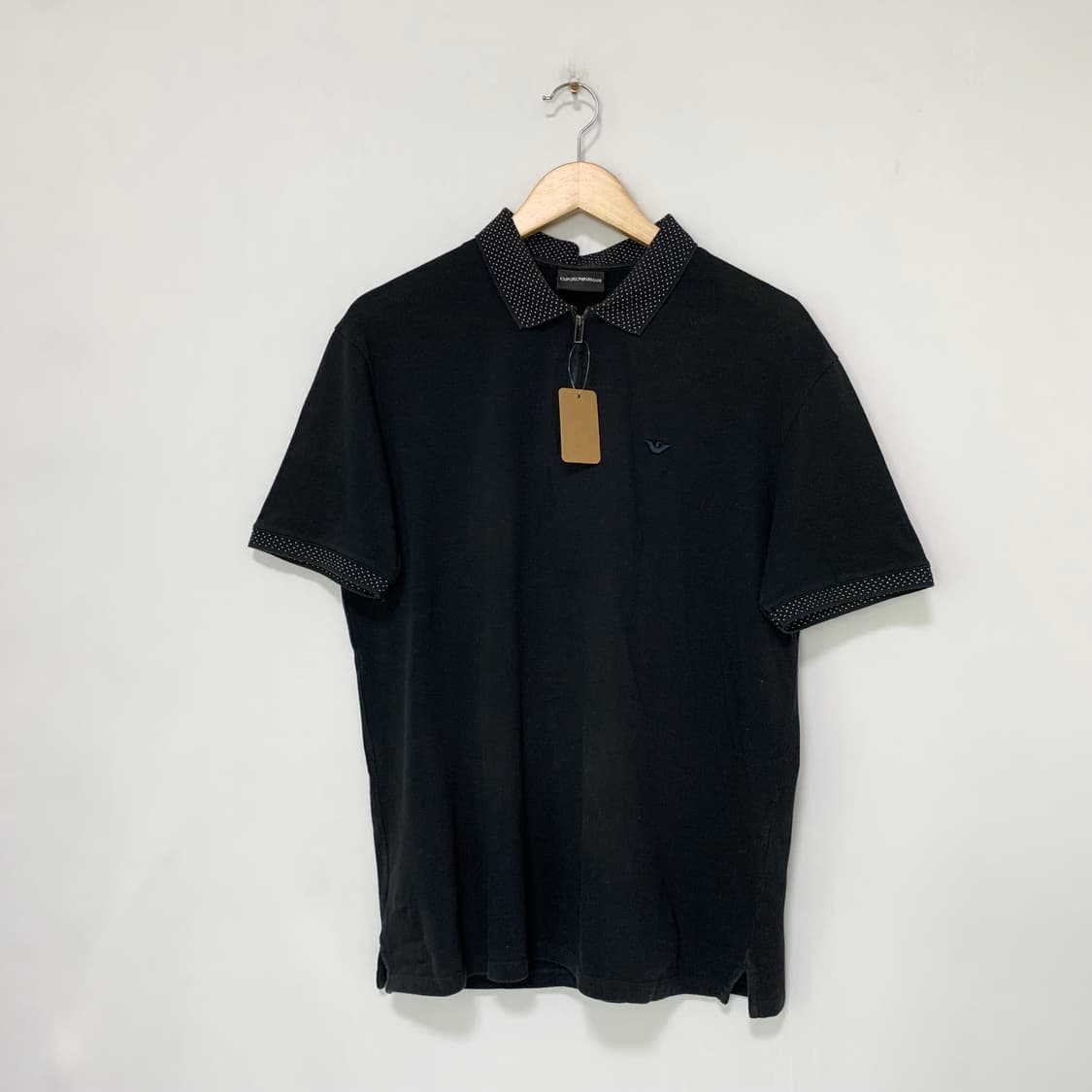 엠포리오 아르마니 블랙 반집업 반팔 카라 티셔츠 폴로티 XL 상품이미지1