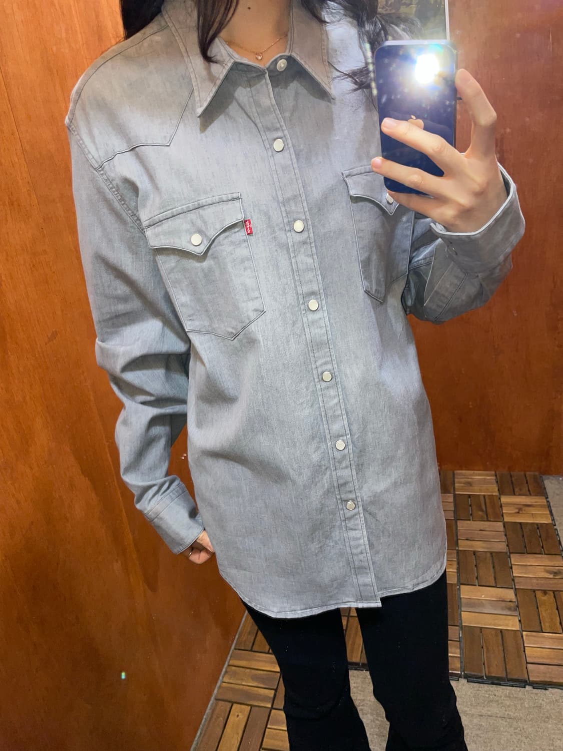 (L) Levi's 리바이스 코튼 그레이 웨스턴 셔츠 상품이미지2