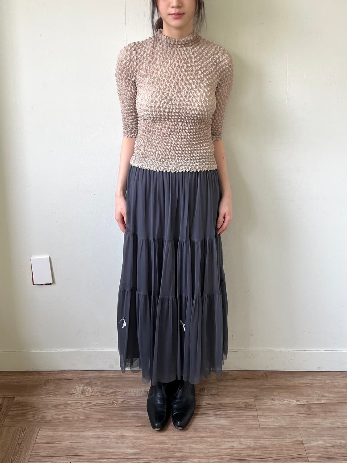 Japan vtg 플리츠 탑 상품이미지6