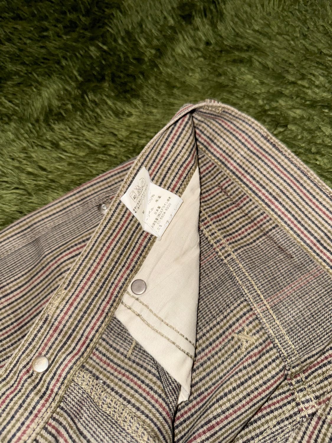 [30X33] 00s LEE 리 MADE IN JAPAN 체크 코튼 팬츠 상품이미지5