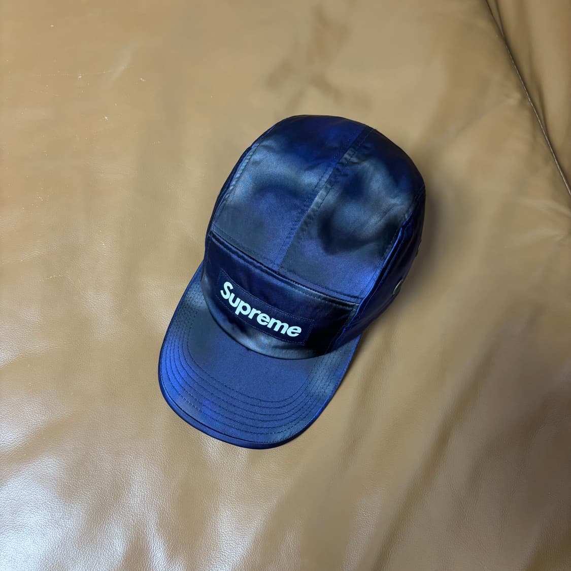 슈프림 캠프캡 모자 박스로고 사틴 카모 네이비 상품이미지5
