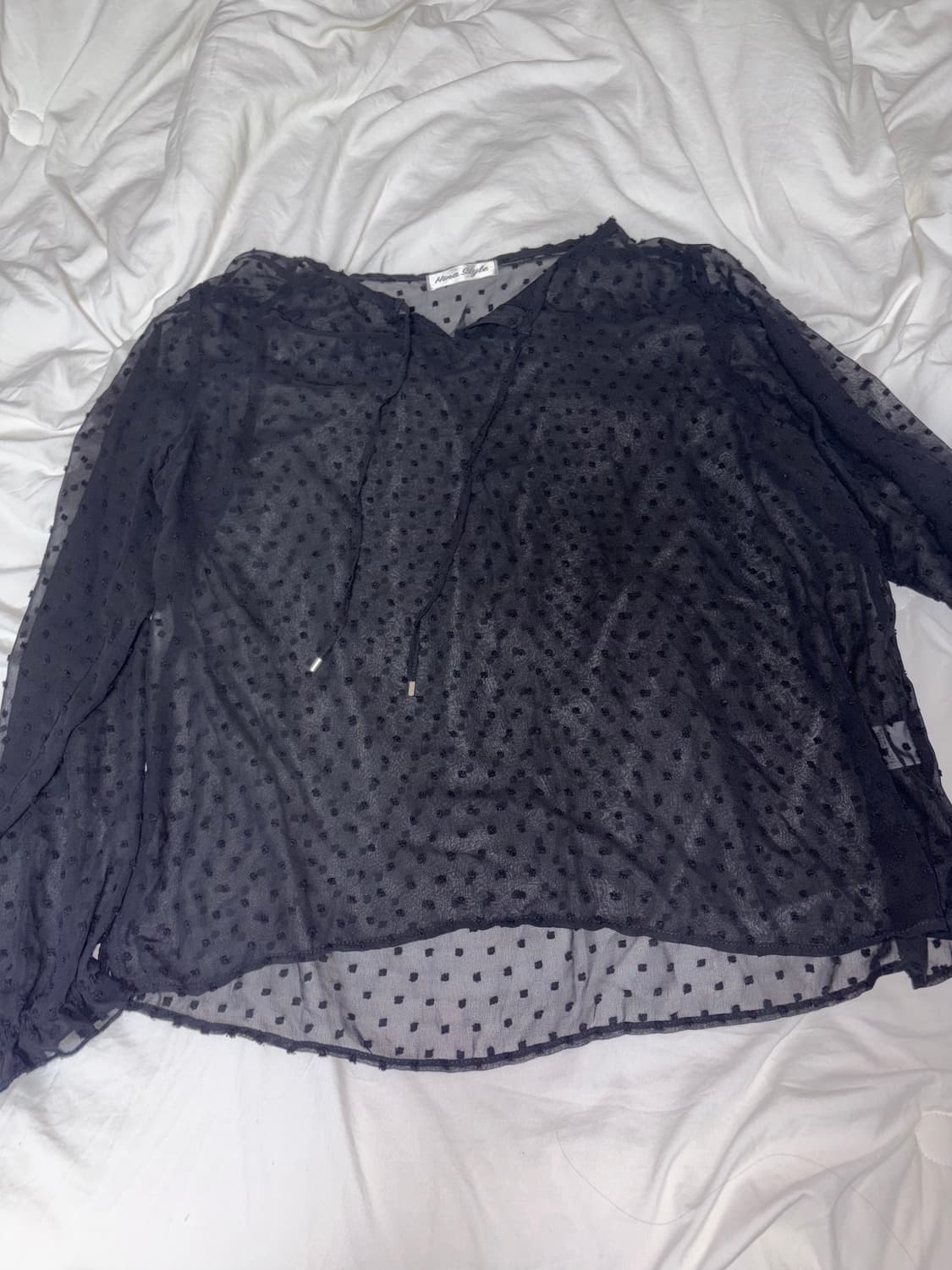 블랙 시스루 블라우스 빈티지 상품이미지1