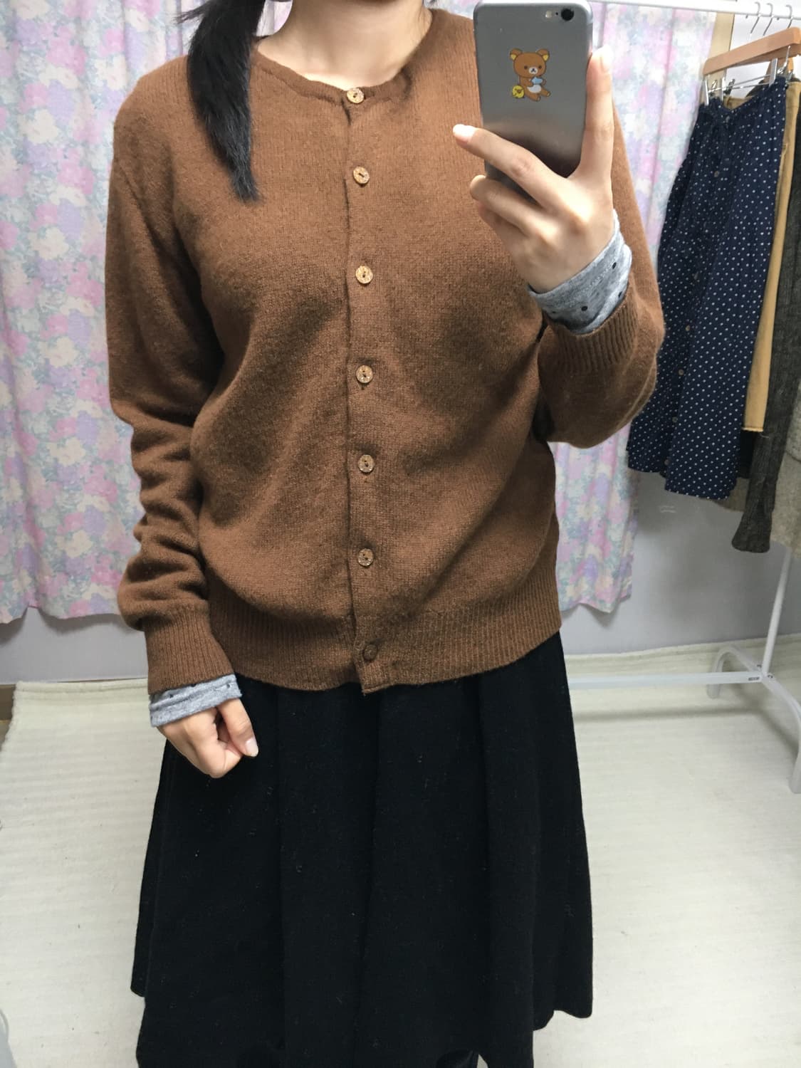 카멜 브라운 울 가디건 상품이미지3