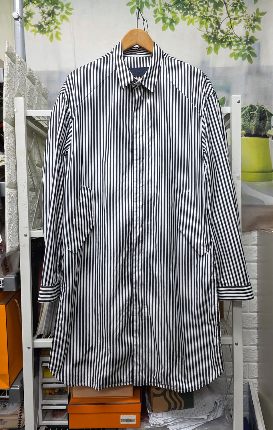 준지 롱셔츠 롱야상 95~100 스트라이프 봄~여름 셔츠코트 MM67 상품이미지1
