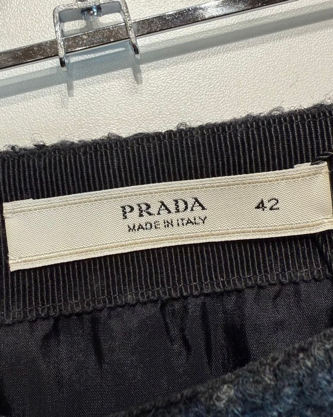 프라다 블루 그레이 체크 울 미디스커트  상품이미지8