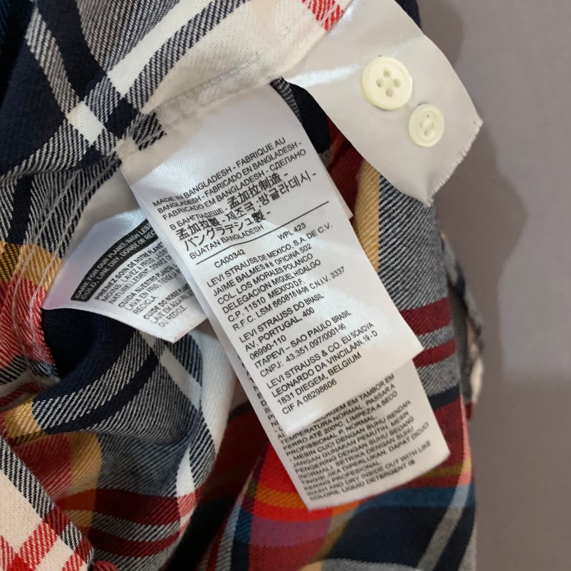 M 리바이스 화이트탭 체크 셔츠 남방 상품이미지5