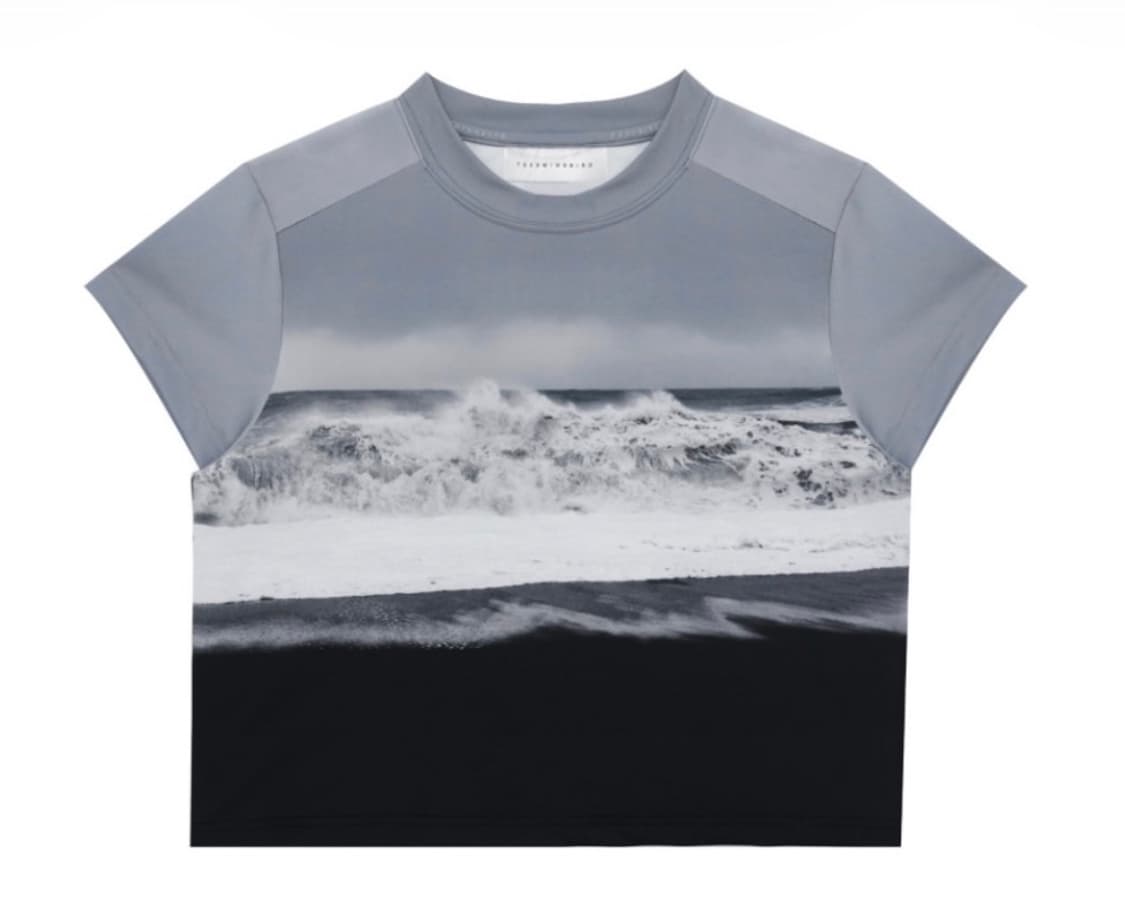 [트리밍버드] 썸머 웨이브 티셔츠 라이트블루그레이 - 택포 상품이미지1