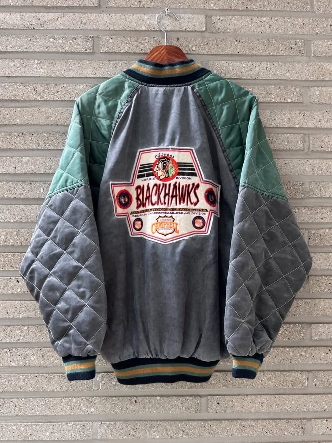 [L]90's 스타터 BLACKHAWKS 빈티지 워싱 바시티 자켓 상품이미지1