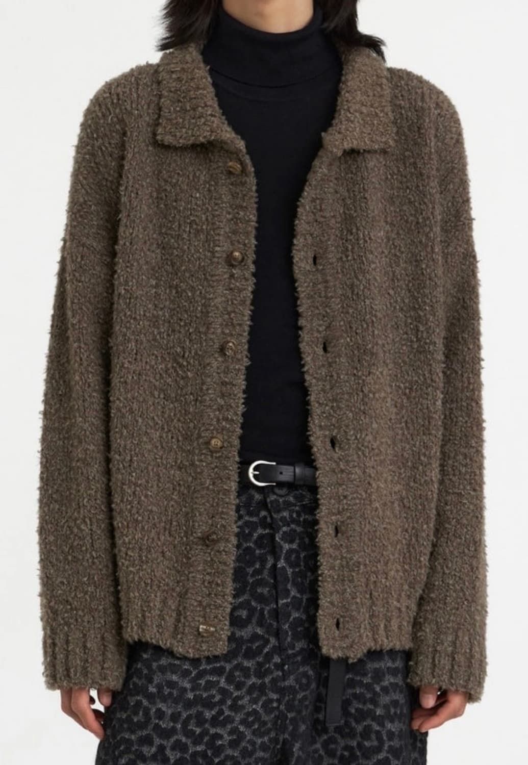 유스 youth 브러시드 니트 카라 니트 가디건 브라운 상품이미지1