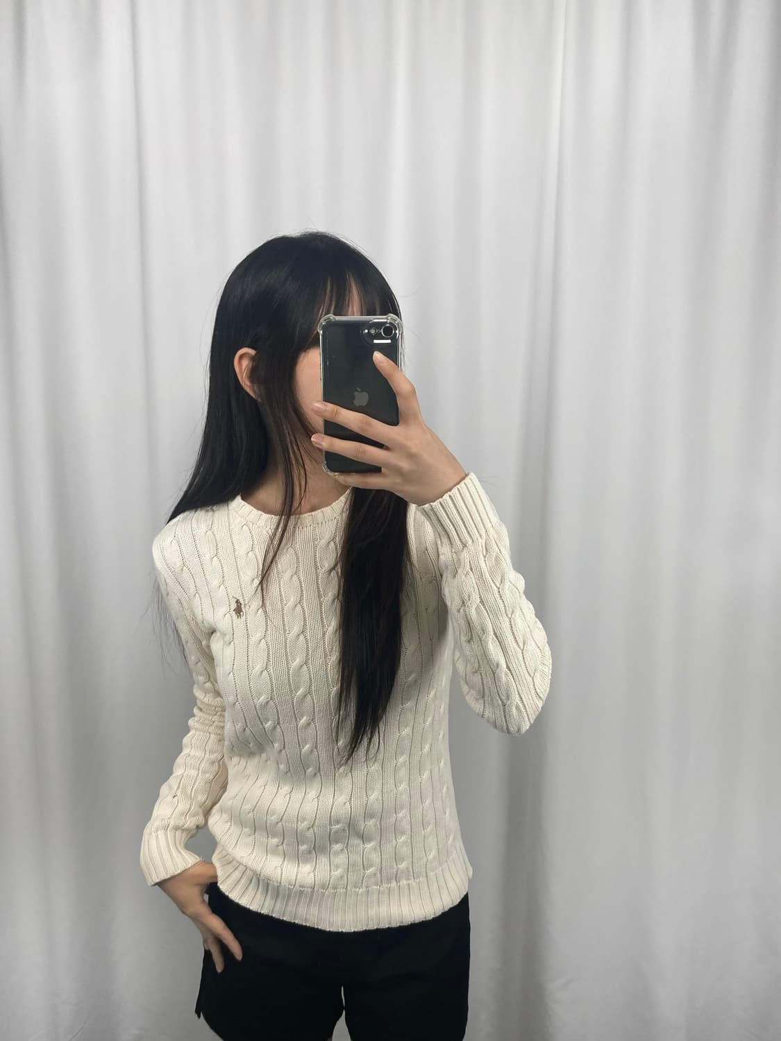 폴로 아이보리 코튼 꽈배기 니트 상품이미지1