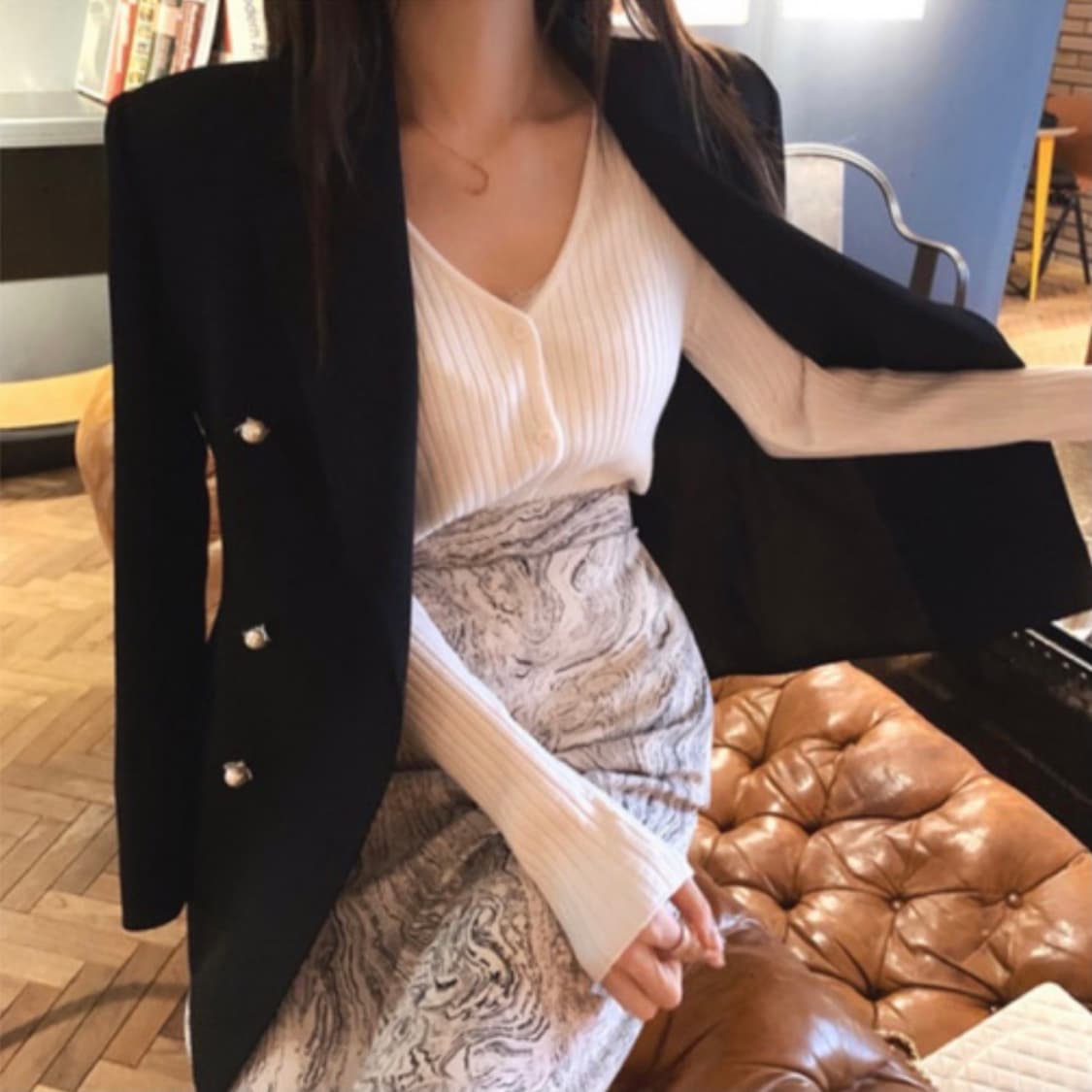 로즈팩토리 스티치 자켓 S 진주 버튼 블랙 아네로즈 시에 로즈니 로아르 상품이미지9