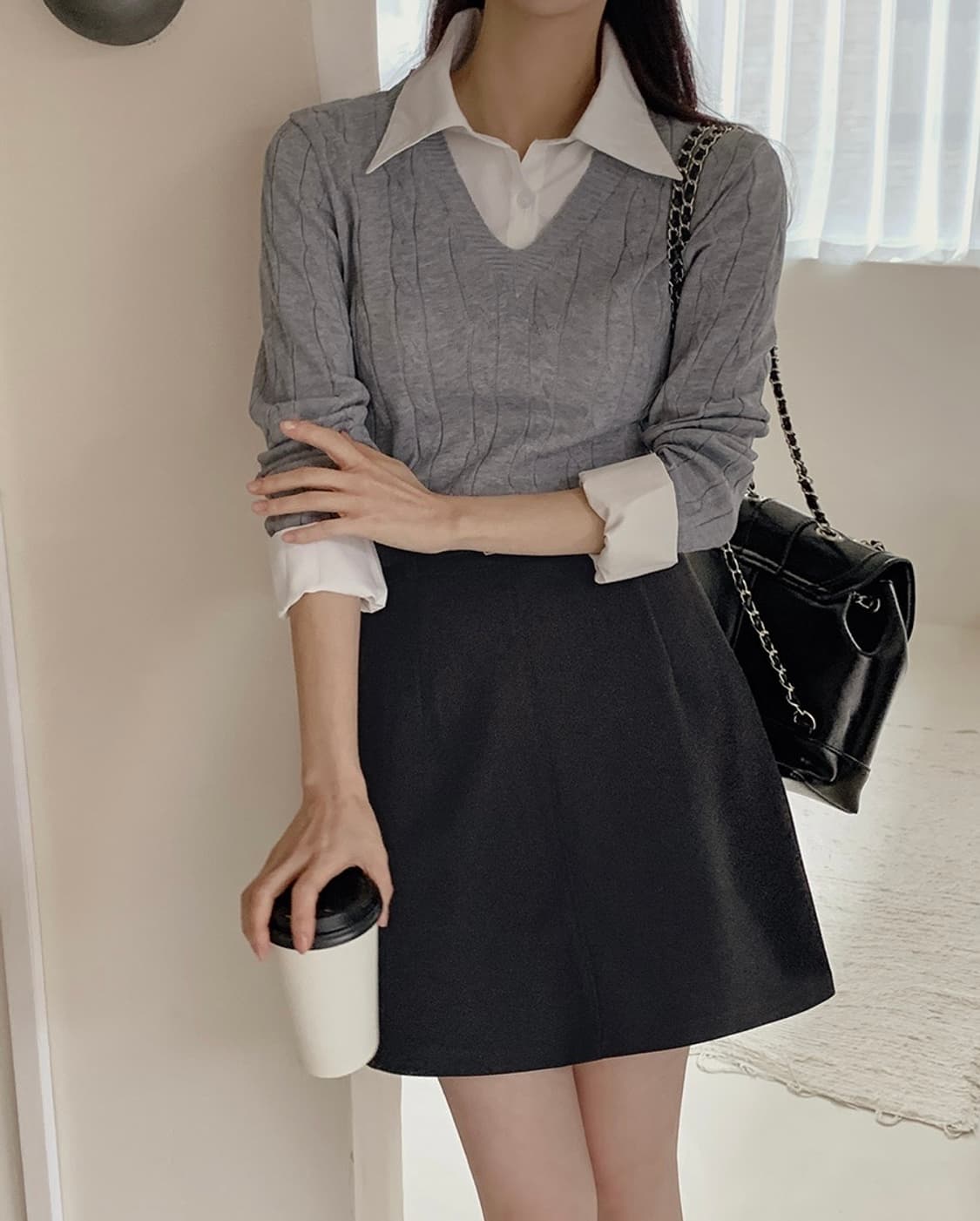 레이어드 니트 셔츠 상품이미지7