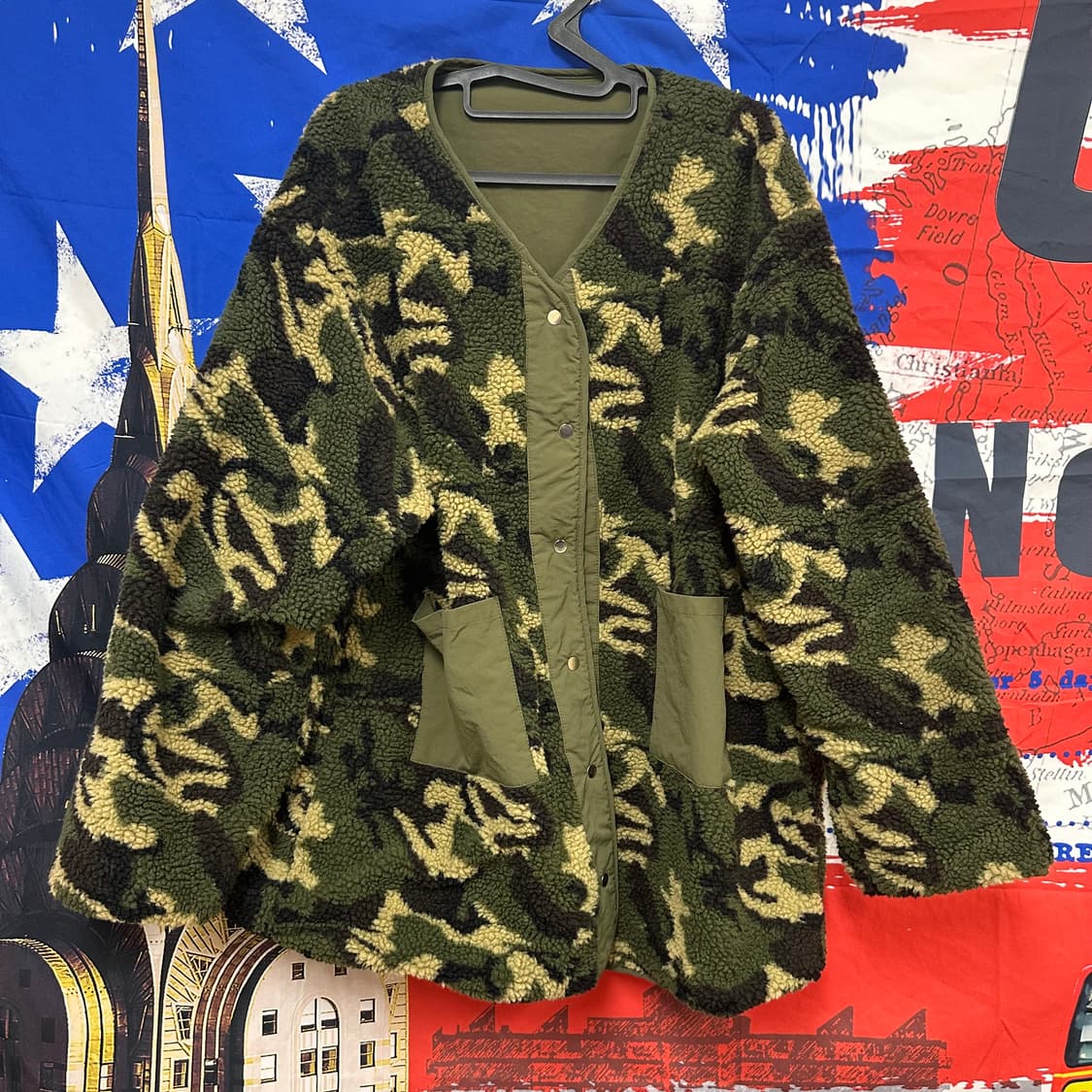 s급 빈티지 카모 리버시블 양면 오버핏바람막이XL105 상품이미지1