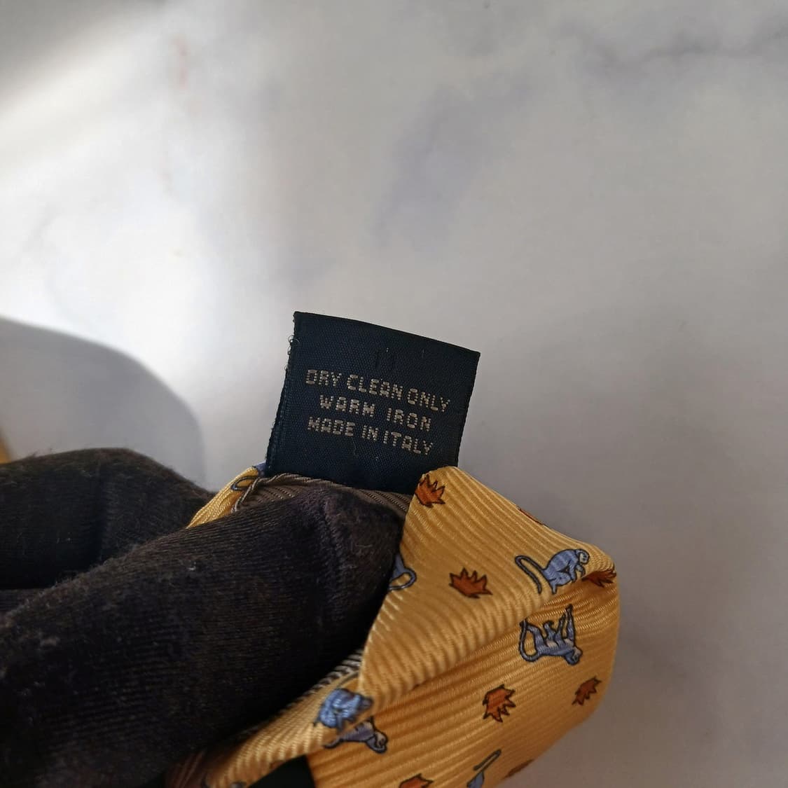 제냐 실크 옐로우 원숭이 모티브 넥타이 9.6cm A등급 A19678 상품이미지10