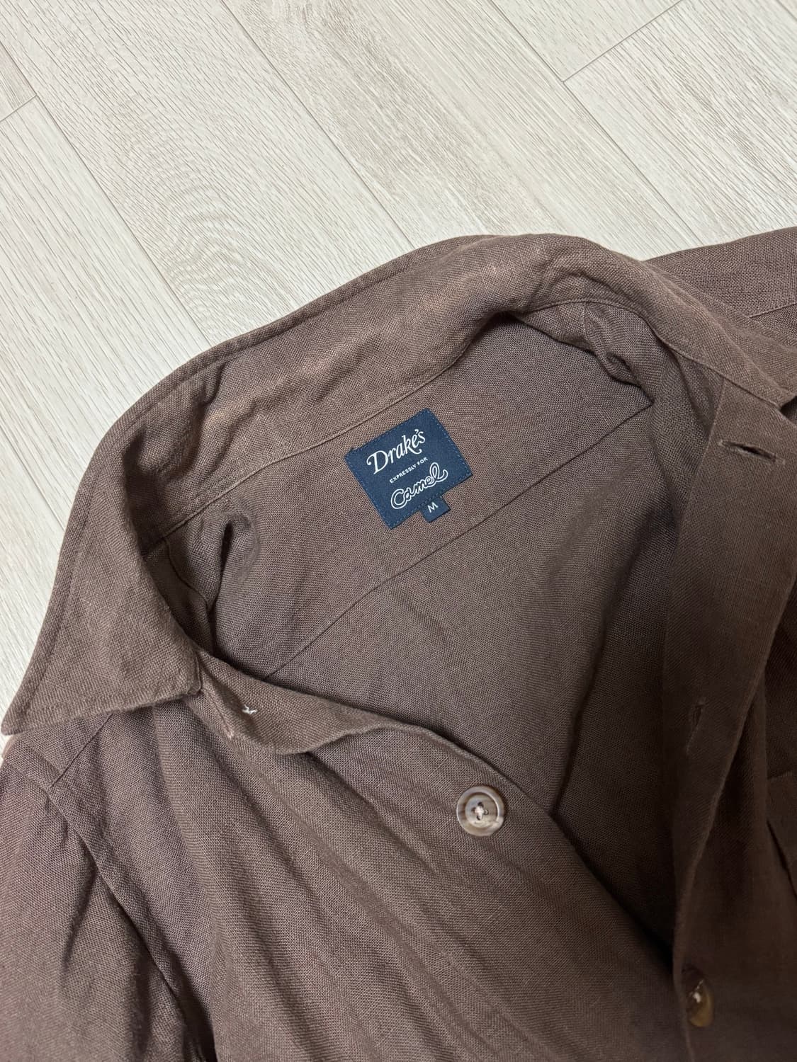 드레익스x카멜 린넨 오버셔츠 브라운 M 상품이미지3