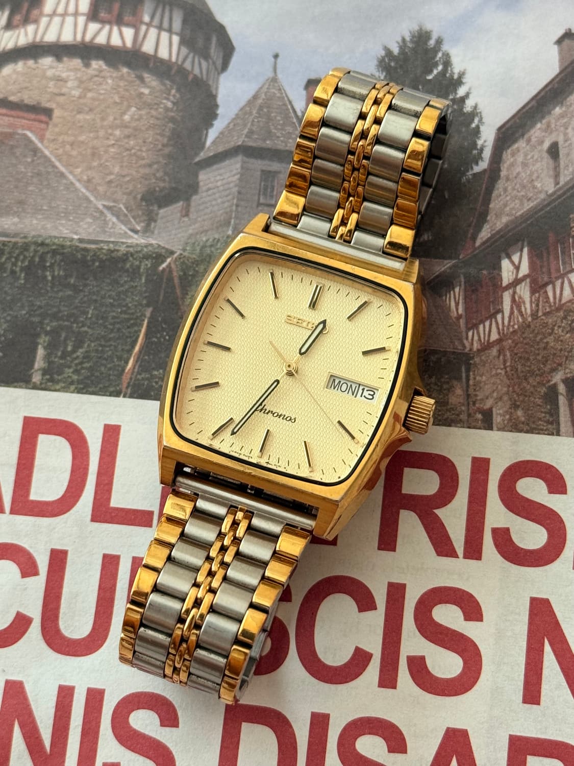 세이코 Seiko Chronos 콤비 스퀘어 쿼츠 상품이미지1