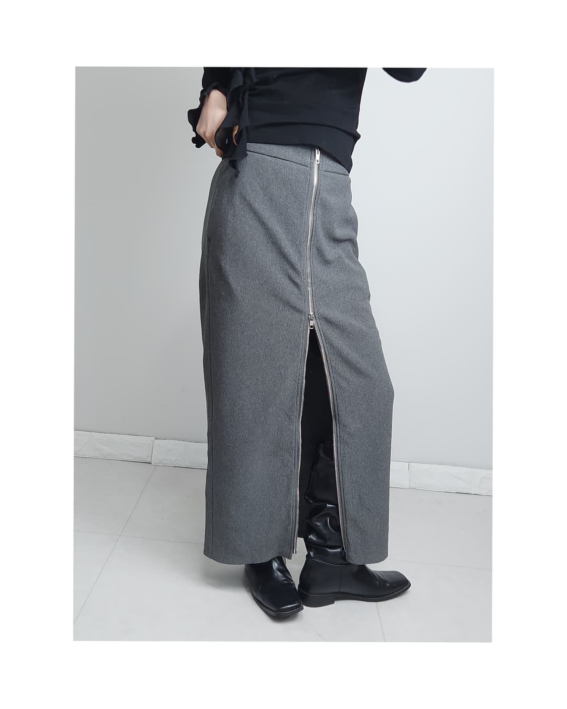 (GU)골지 트임 롱 스커트 상품이미지1