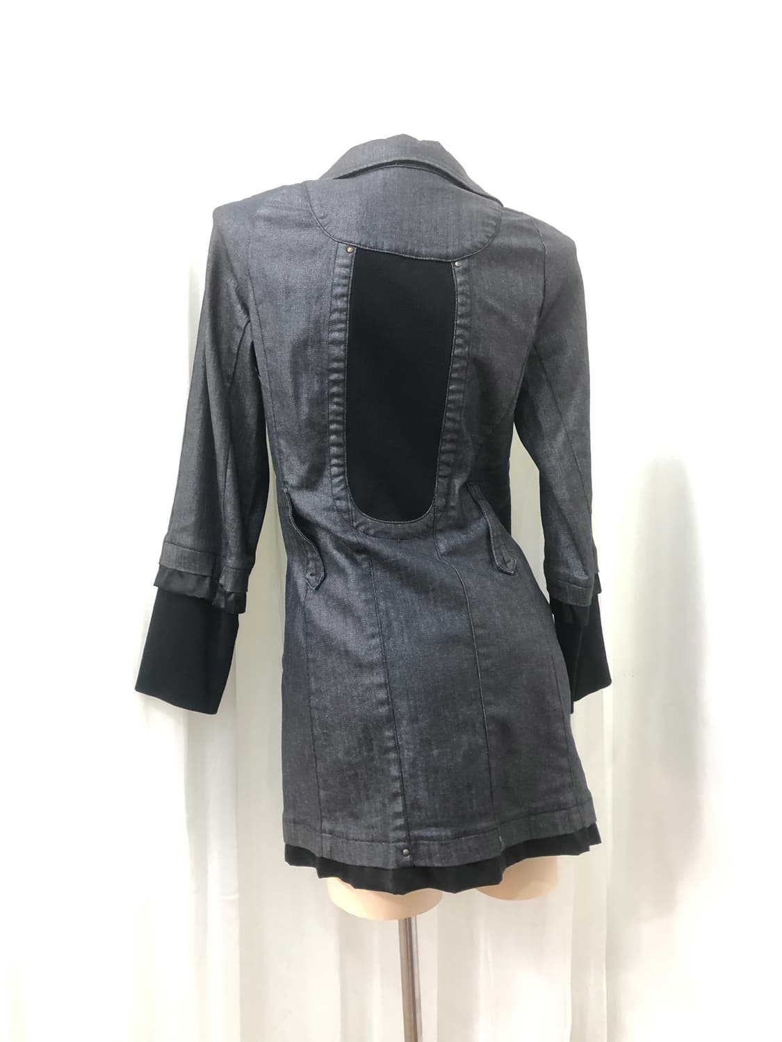 dark denim trench style jacket dress 상품이미지5
