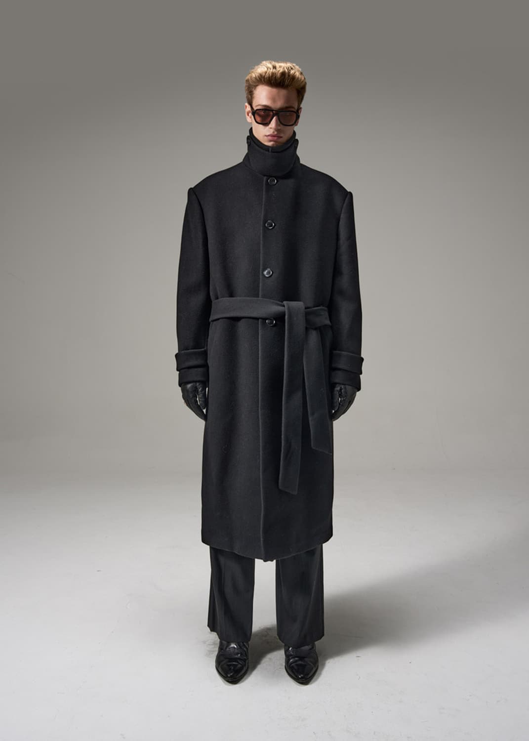 [L] 노이스 오버사이즈 벨티드 울 발마칸 - 블랙 새상품 상품이미지1