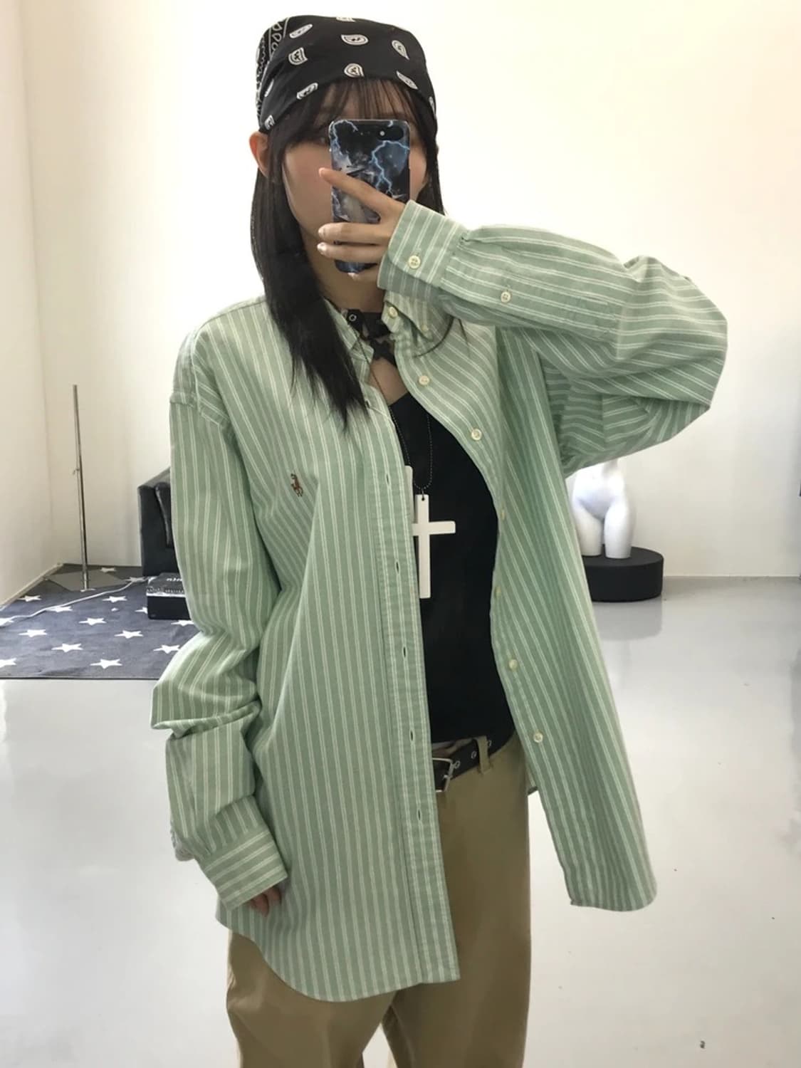 폴로 랄프로렌 스트라이프 민트 셔츠 상품이미지1