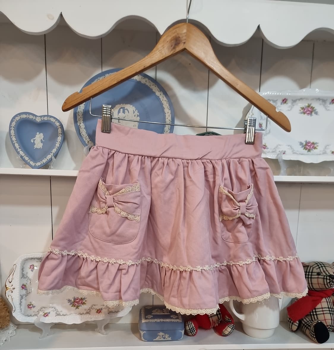 디어리 딸기우유 로즈핑크 프릴치마 상품이미지1