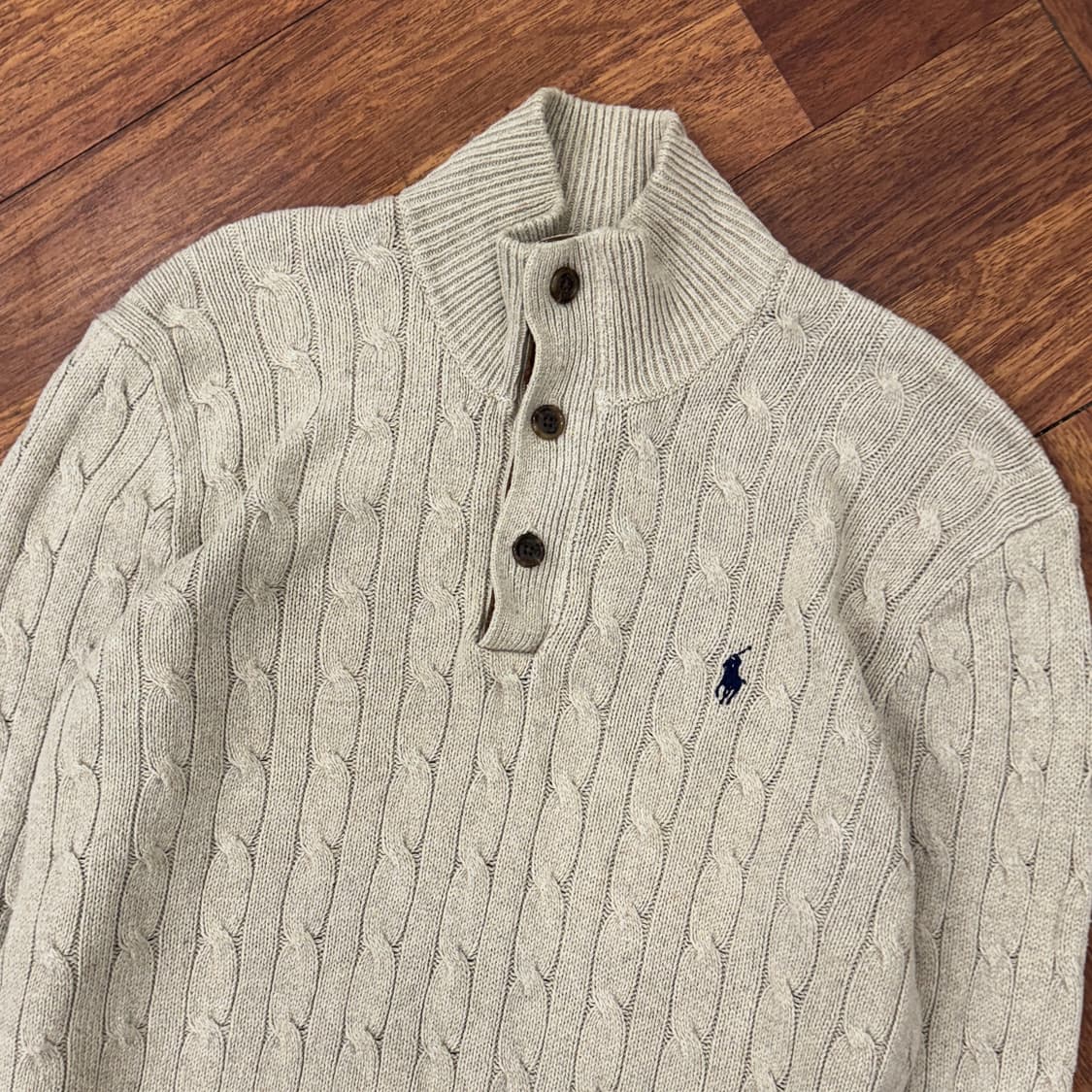 M 폴로 랄프로렌 반집업 오트밀 버튼 케이블 니트  상품이미지3