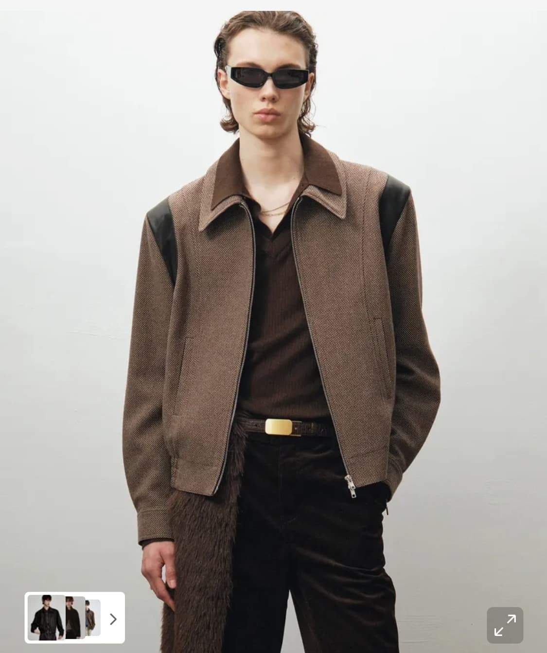 [52] 노이어 자카드 울 컨트라스트 블루종 새상품 상품이미지1