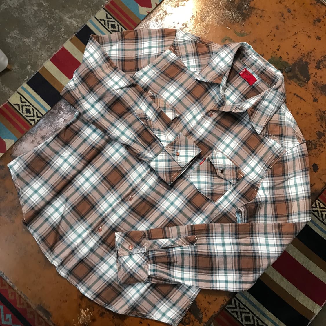 리바이스 투포켓 브라운 마드라스 체크 코튼 웨스턴 셔츠 여성 55 66 상품이미지2