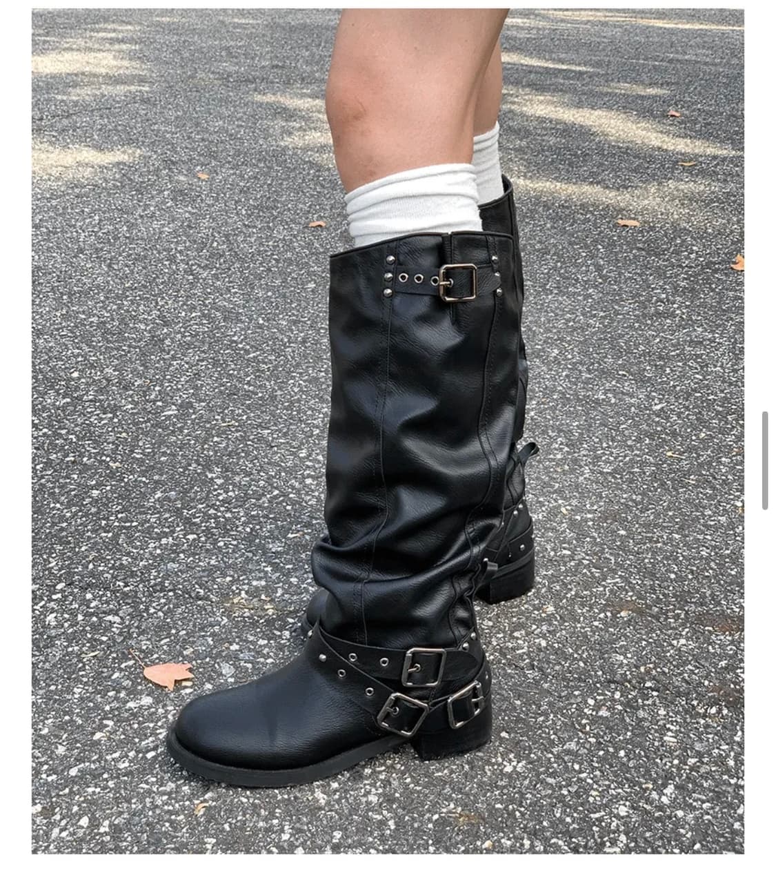 애프터나인티스 바이커 버클 셔링 롱부츠 4.5cm 블랙 상품이미지10