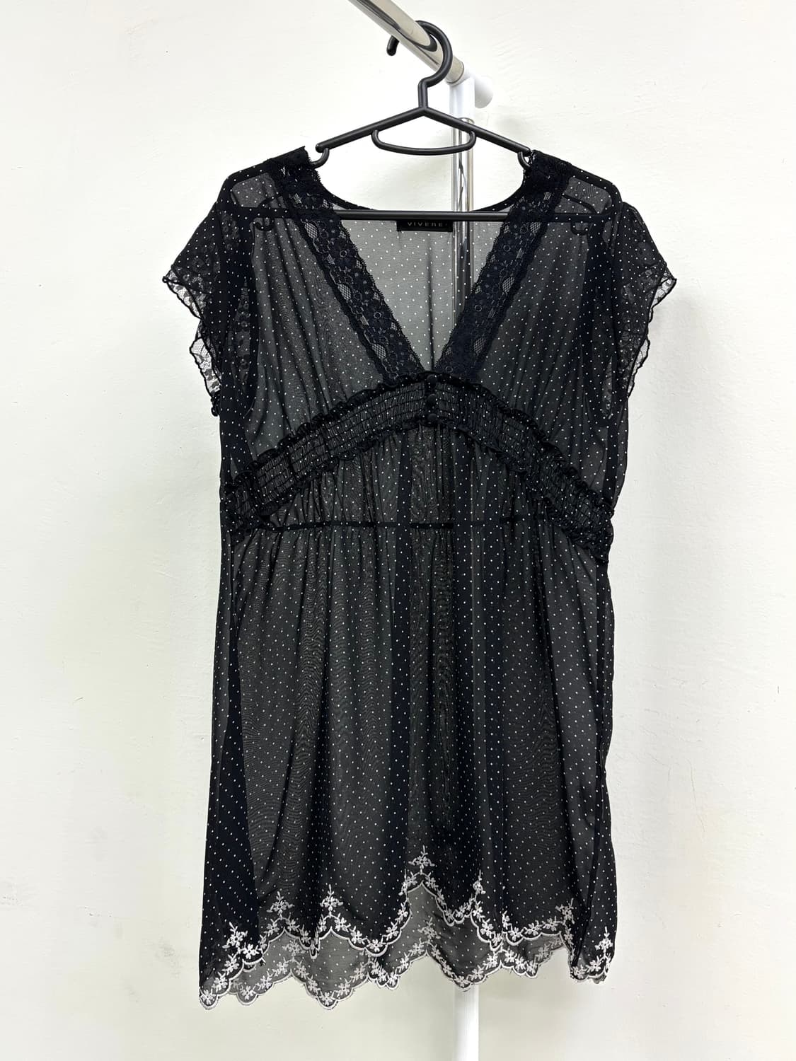 빈티지 도트 반팔 블라우스 상품이미지5