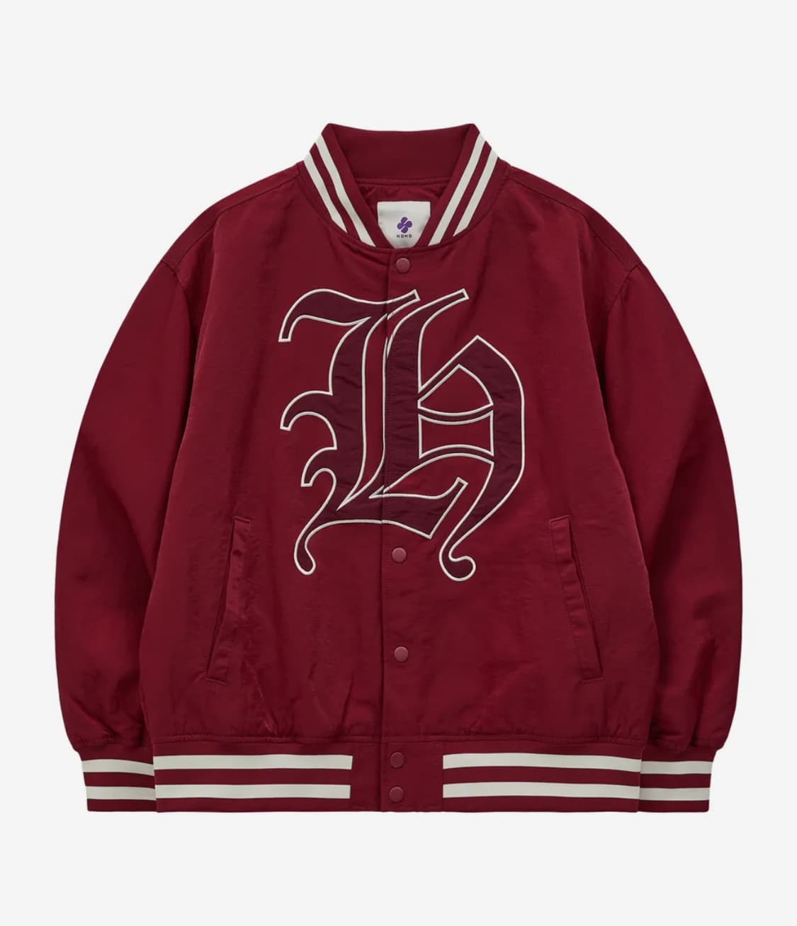 후드후드 H 베이스볼 자켓 버건디 상품이미지1