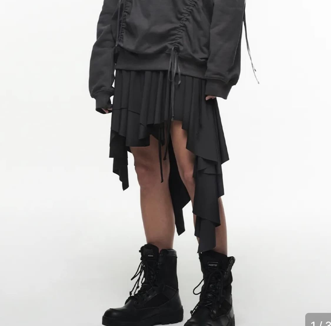 나체 FLOW LAYERED SKIRT CHARCOAL 상품이미지1